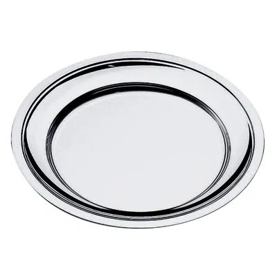 Mepra Round Serving Plate With Reinforced Edge D: 15-3/4" In Silver