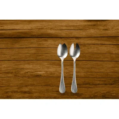 Mepra Salad Servers (fork And Spoon) Epoque Stainless Steel In Pewter Silver