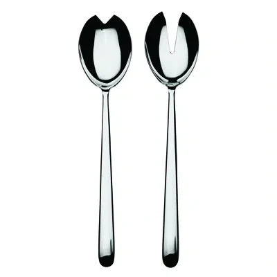 Mepra Salad Servers (fork And Spoon) Linea In Silver