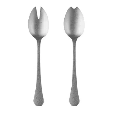 Mepra Salad Servers (fork And Spoon) Moretto Pewter