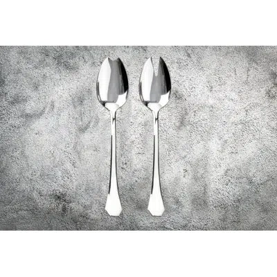Mepra Salad Servers (fork And Spoon) Moretto In Silver