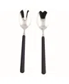 Mepra Salad Serving Set Fantasia Flatware Set, Set Of 2 In Black