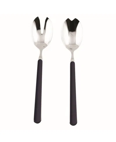 Mepra Salad Serving Set Fantasia Flatware Set, Set Of 2 In Black