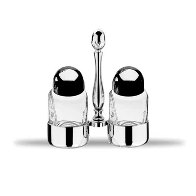 Mepra Salt And Pepper Shaker; Palace H: 5-7/8", C: 2-1/2 Oz. X 2 In Silver