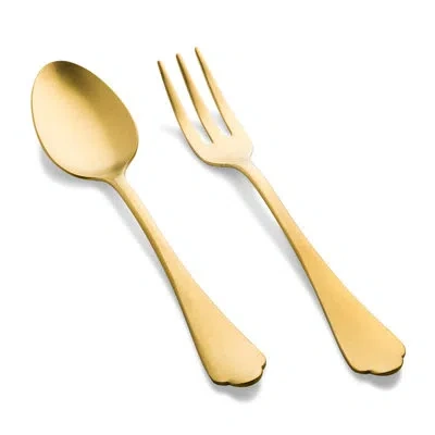 Mepra Serving Set (fork And Spoon) Dolce Vita In Pewter Gold
