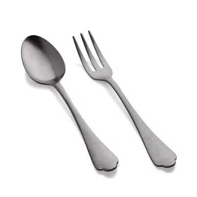 Mepra Serving Set (fork And Spoon) Dolce Vita Pewter Oro Nero Gold