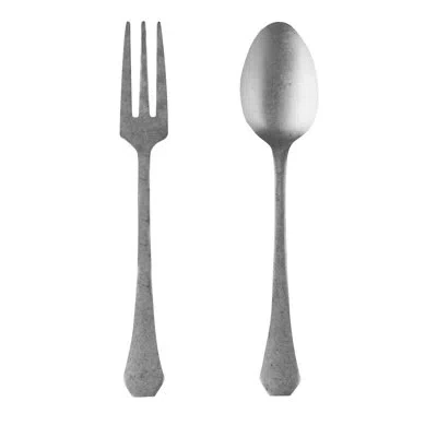 Mepra Serving Set (fork And Spoon) Moretto Pewter