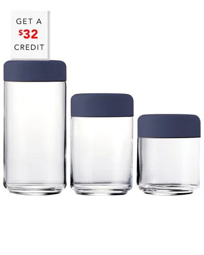 Mepra Set Of 3 Urano Canisters With $32 Credit In Blue