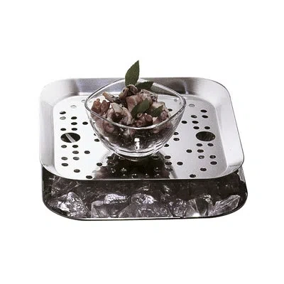 Mepra Square Cooling Bowl For Buffet With Grill; Uno; L: 8-5/8"; W: 8-5/8"; C: 50-3/4 Oz. In Silver