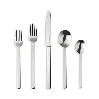 Mepra 5 Pcs Place Setting Stile With Steak Knife In Silver-tone