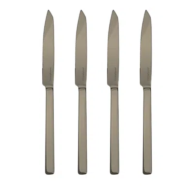Mepra Stile Ice Gold Steak Knives 4 Piece Set In Metallic