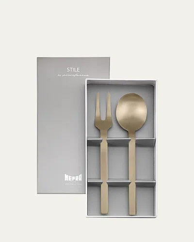 Mepra Stile Ice Oro Nero 2-piece Serving Gift Box In Gray