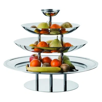 Mepra Tendence Elevated Centerpiece Fruit Bowl With 4 Tiers - 6 Pieces - Stainless Steel In Silver