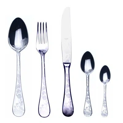 Mepra Venere Flatware Set With Moka Spoons - 30 Pieces - Ice Gold In Silver