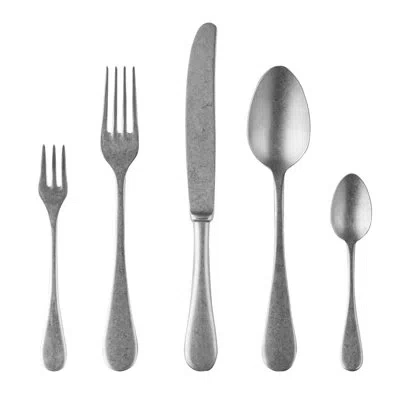 Mepra Vintage Flatware Set With Cake Forks - 30 Pieces - Pewter Bronze