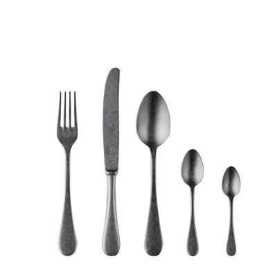 Mepra Vintage Flatware Set With Moka Spoons - 30 Pieces - Gold In Black Gold