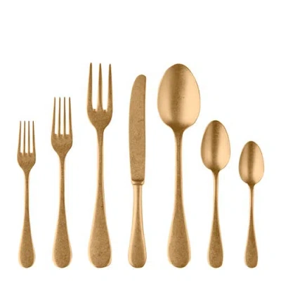 Mepra Vintage Pewter Flatware Set In Gold