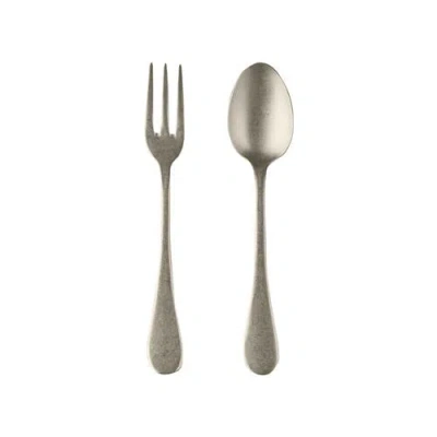 Mepra Vintage 2-piece Serving Utensil Set In Champagne