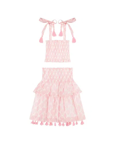 Mer St. Barth Kids' 2pc Noelle Top & Maxi Skirt In Pink