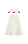 Mer St. Barth Bella Girl's Shoulder Tie Sundress Confetti Swiss Dot In White