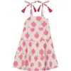 Mer St. Barth Bella Girl's Shoulder Tie Sundress White Pink Ikat In White Pink Ikat