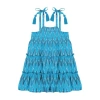 Mer St. Barth Kids'  Bella Shoulder Tie Sundress In Turquoise Ikat