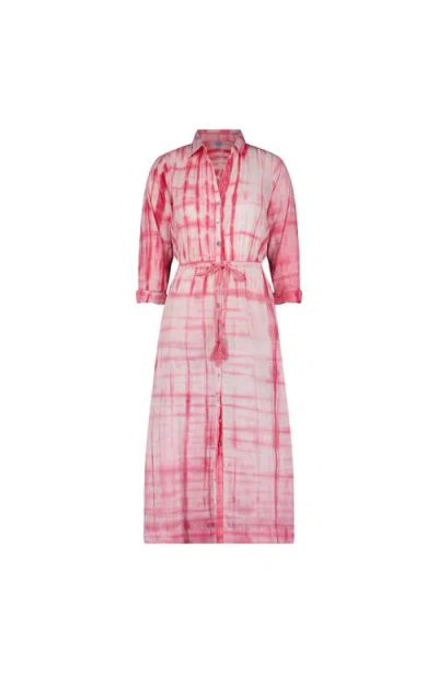 Mer St. Barth Button Front Shirtdress Hibiscus Shibori In Pink