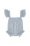 Mer St. Barth Chloe Baby Romper Marine Stripe In Blue