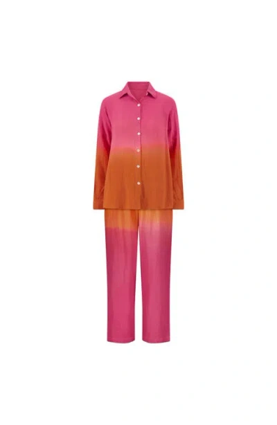 Mer St. Barth Clementine Womens Top & Pant Set In Pink