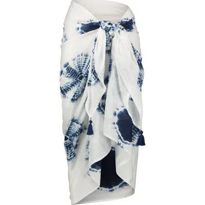 Mer St. Barth Cotton Saline Pareo White Indigo Tie-dye