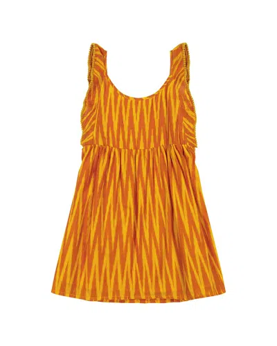 Mer St. Barth Kids' Daphne Flutter Sleeve Dress In Yellow