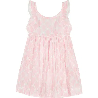 Mer St. Barth Kids'  Daphne Girl's Flutter Sleeve Dress Pink Feather