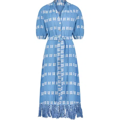 Mer St. Barth Estelle Womens Fringed Shirtdress In Blue