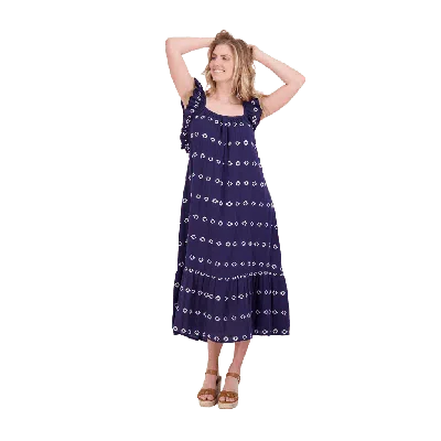 Mer St. Barth Eva Ruffle Sundress In Navy Embroidery