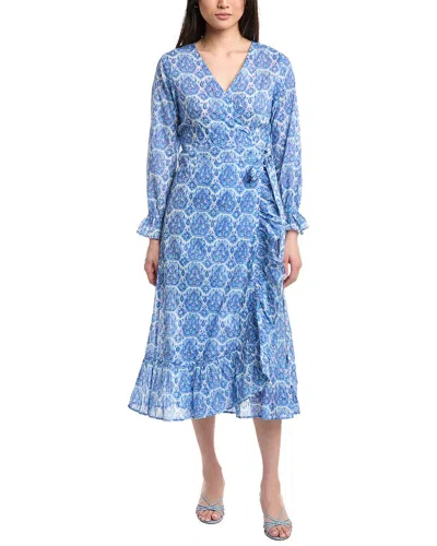 Mer St. Barth Genevieve Ruffle Wrap Dress In Blue