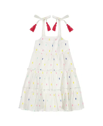 MER ST. BARTH GIRLS' BELLA SHOULDER TIE CONFETTI SWISS DOT SUNDRESS - LITTLE KID, BIG KID