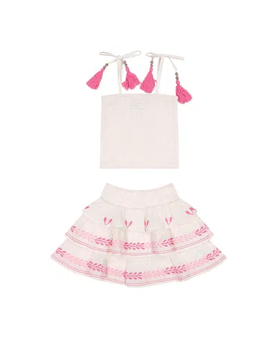 Mer St. Barth Girls' Louisa Top And Skirt Set - Little Kid, Big Kid In Multi