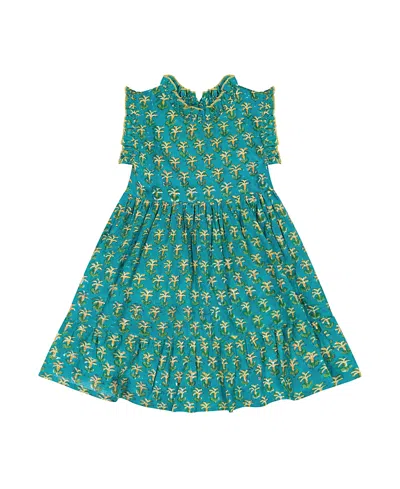 Mer St. Barth Girls' Ondine Ruffle Dress - Little Kid In Green