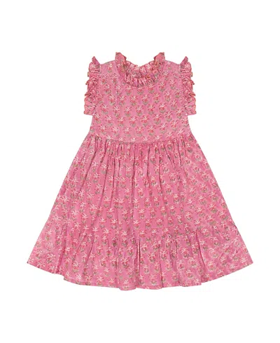 Mer St. Barth Girls' Ondine Ruffle Dress - Little Kid In Pink