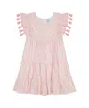 Mer St. Barth Sophie Girl's Tassel Dress Rose Stripe In Pink