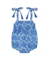 Mer St. Barth Zoe Baby Romper Blue Paisley In Blue