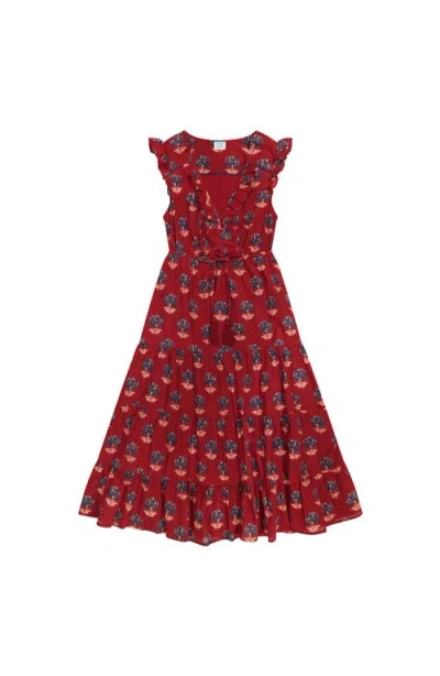 Mer St. Barth Giselle Maxi Dress In Bordeaux Floral Block Print