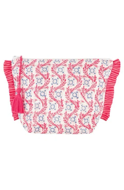 Mer St. Barth La Plage Ruffle Pouch Jaipur Bloom In Pink
