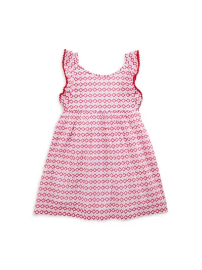 Mer St. Barth Kids' Little Girl's & Girl's Daphne Flutter Sleeve Dress In Red Multi