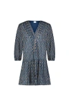 Mer St. Barth Marina Mini Dress In Blue Floral Block Print