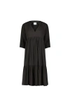 Mer St. Barth Martine Popover Dress In Black Cotton Gauze