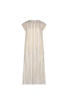 Mer St. Barth Maxi Caftan Gold Lurex Stripe In Neutral