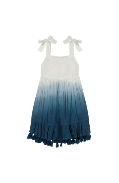 Mer St. Barth Kids'  Maya Girl's Shoulder Tie Sundress Blue Ombre