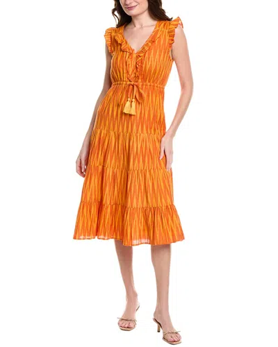 Mer St. Barth Mer Tiered Midi Dress In Orange