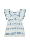 Mer St. Barth Mini Capucine Girl's Caftan Blue Embroidery In Blue
